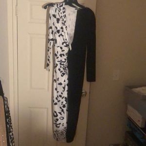XL/12 deep v leopard & maxi black dress NEVER WORN